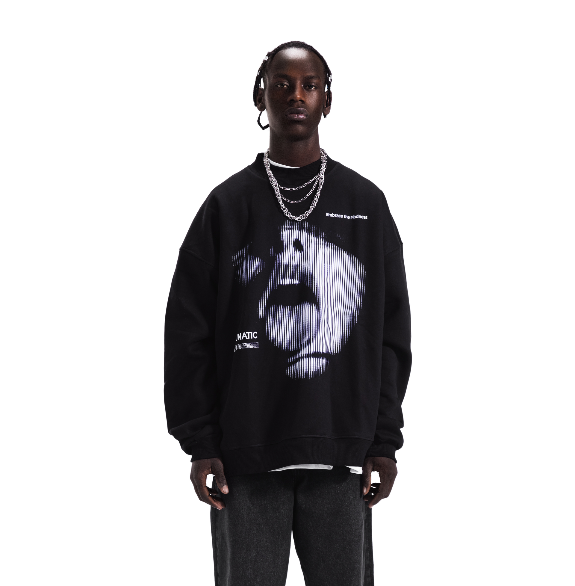 EMBRACE THE MADNESS BLACK CREWNECK – Soter