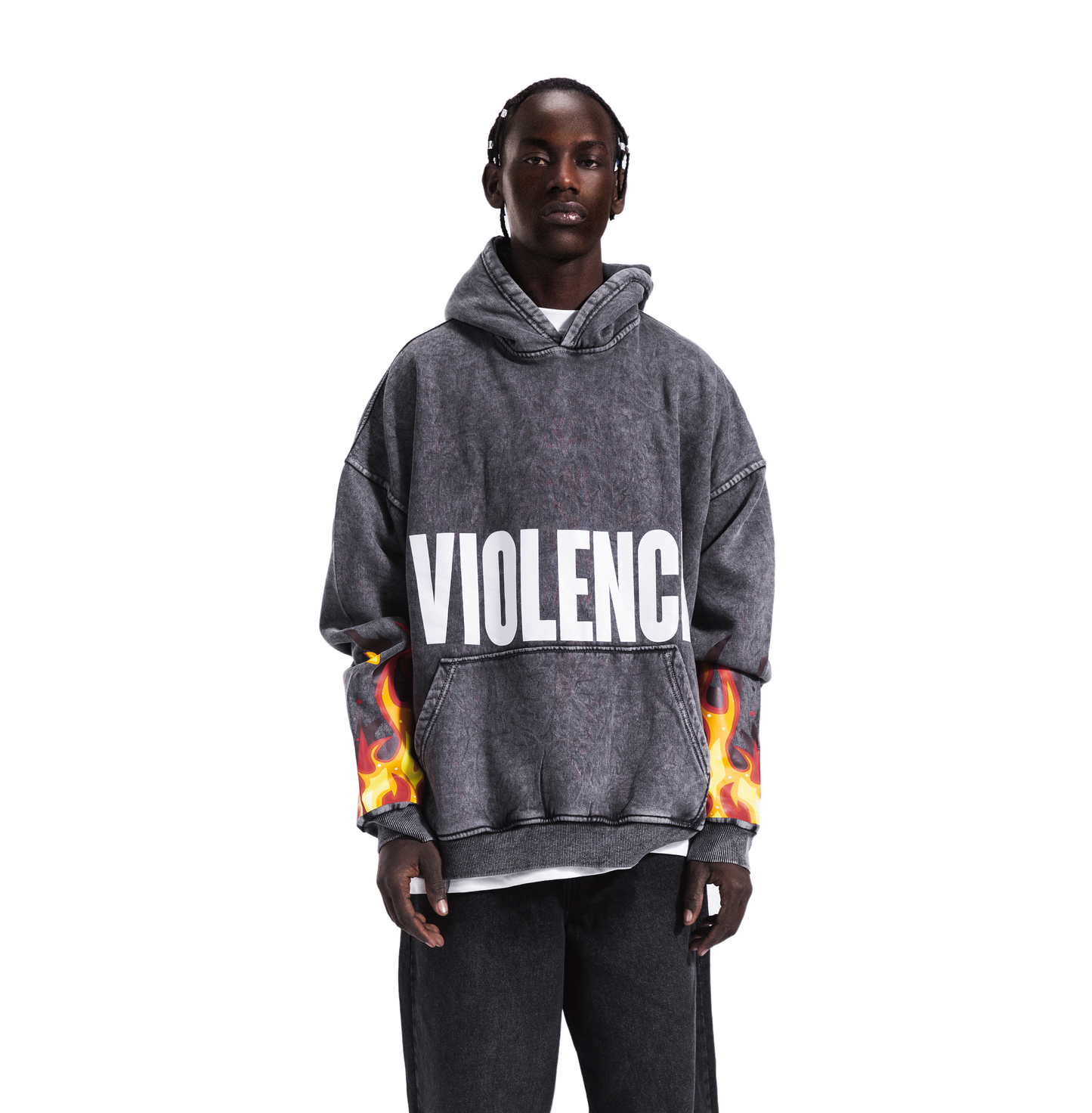 VIOLENCE GREY WASHED HOODIE