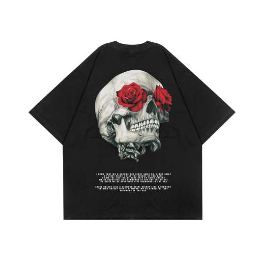 ROSE SKULL BLACK T-SHIRT