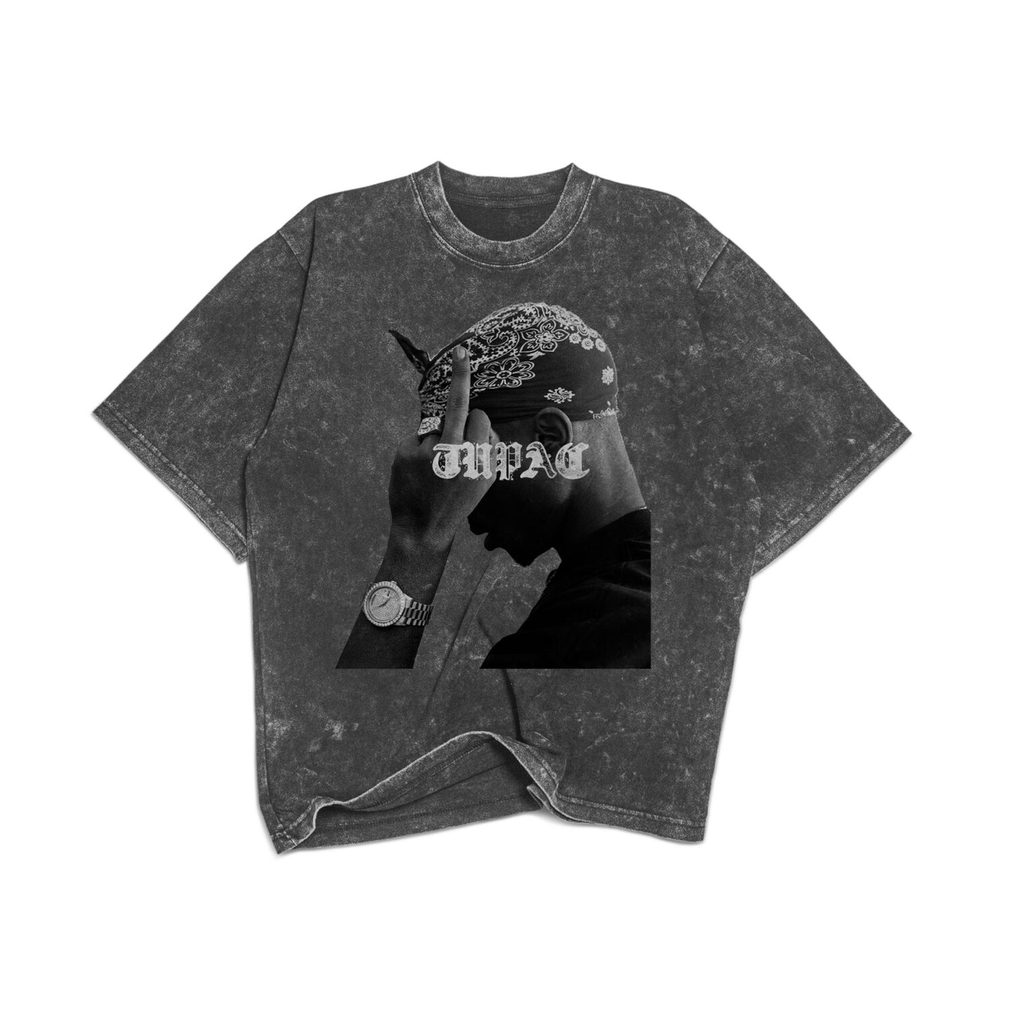 TUPAC SHAKUR GREY WASHED T-SHIRT