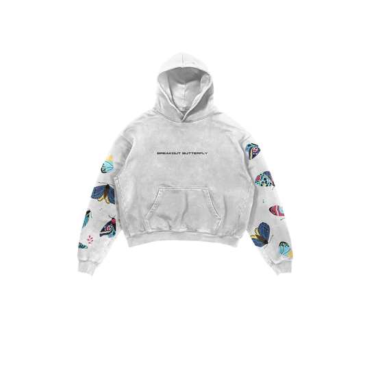 BREAKOUT BUTTERFLY WHITE HOODIE