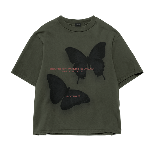 ESSENCE BUTTERFLY OLIVE T-SHIRT
