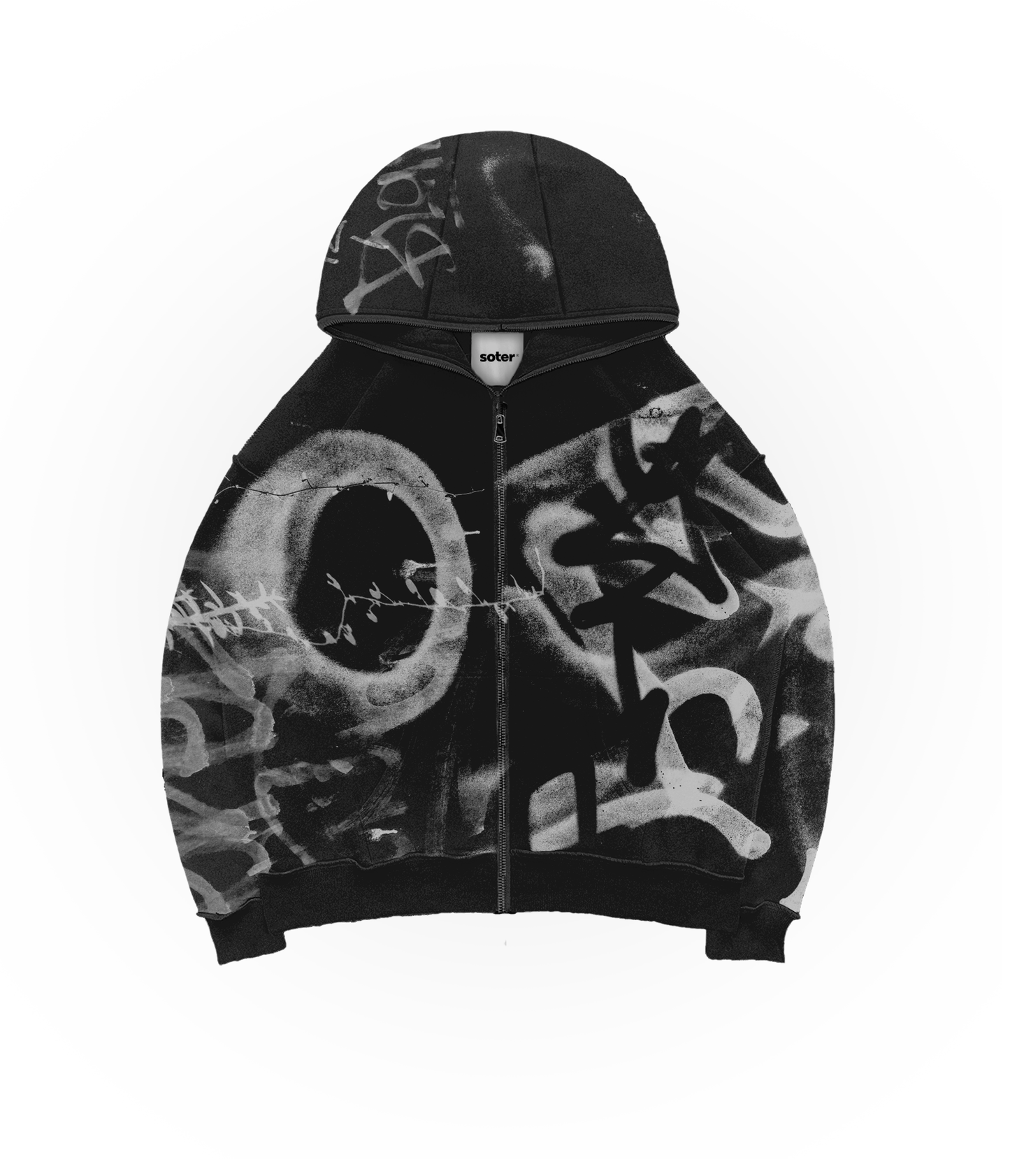 REBEL SPRAY BLACK ZIP HOODIE