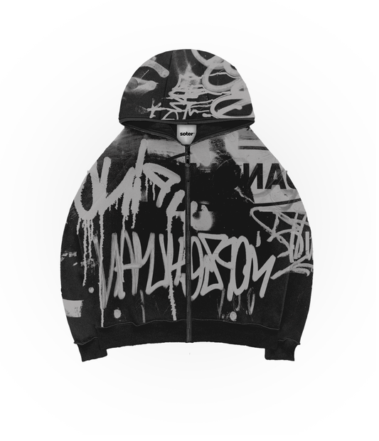 GRAFFITI BLACK ZIP HOODIE