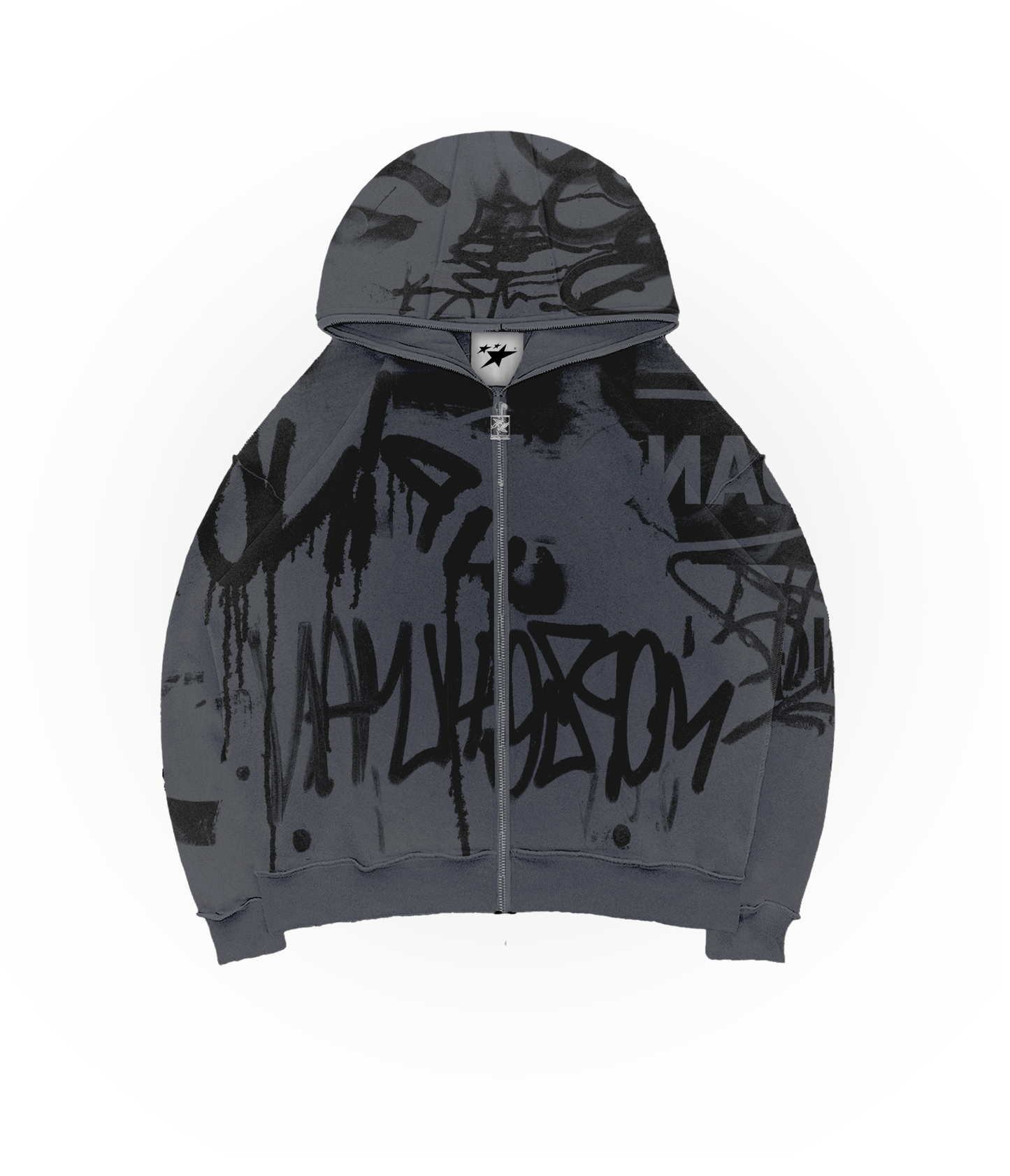 GRAFFITI GREY ZIP HOODIE