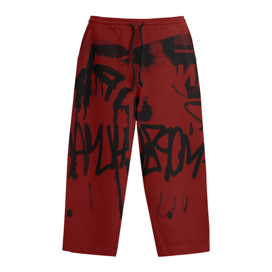 GRAFFITI RED OPEN LEG JOGGER