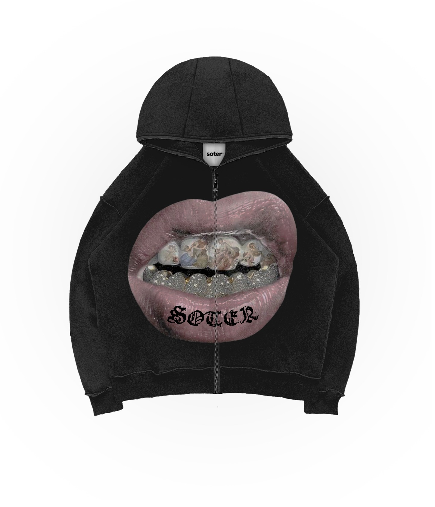 HOTLIPS BLACK ZIP HOODIE