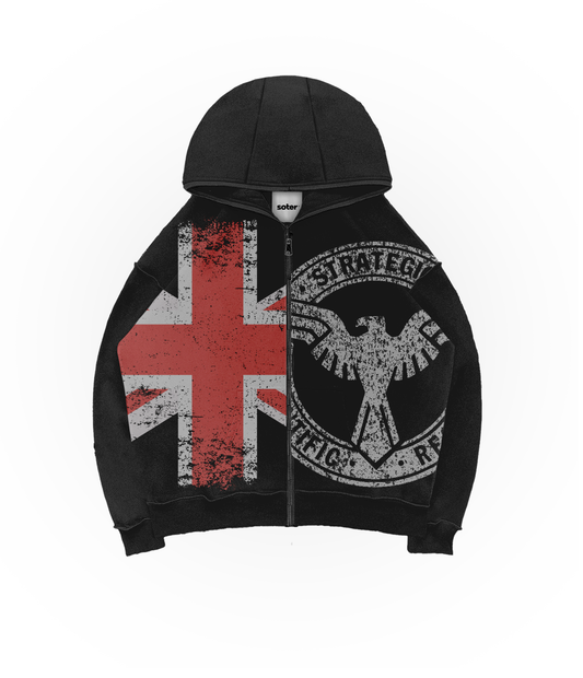 UK BLACK ZIP HOODIE